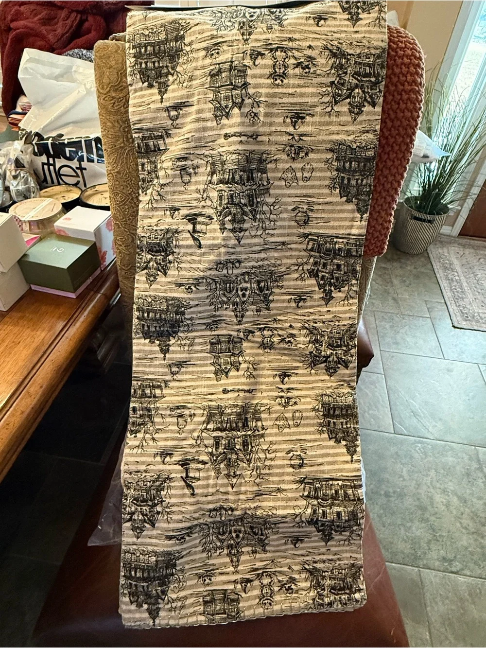 Cynthia Rowley Black and White Sparkle Halloween Table Runner